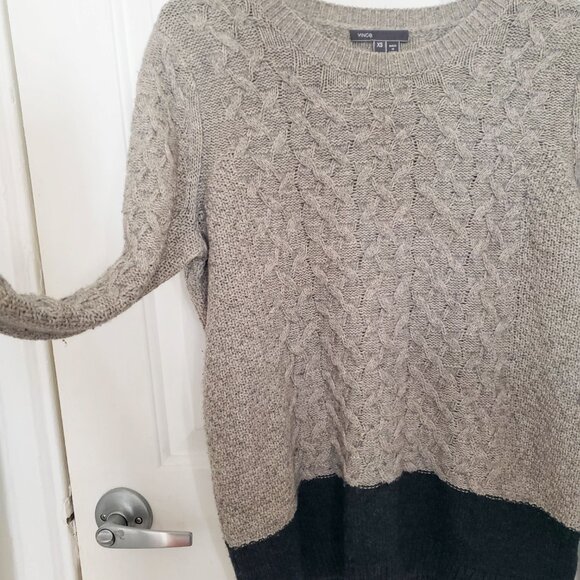 Tan and Black Vince Cable knit Sweater Pullover - Picture 8 of 13